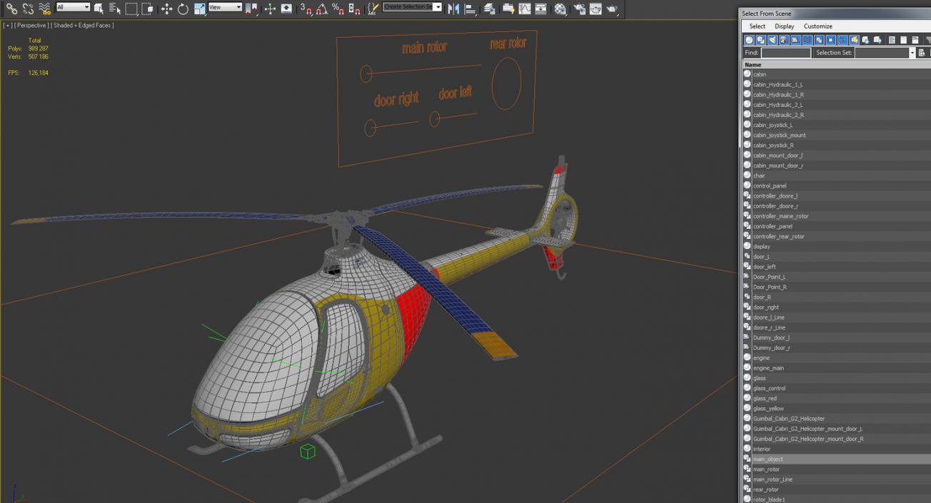 3D Light Helicopter Generic Rigged