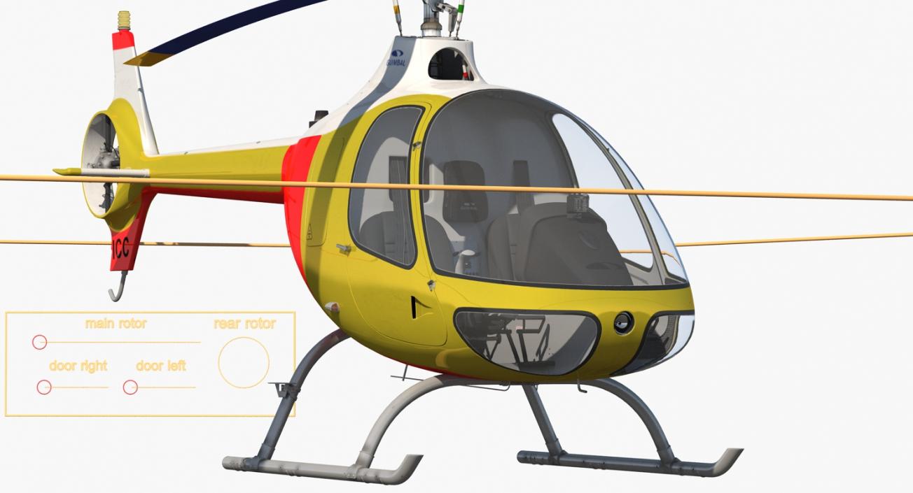 3D Light Helicopter Generic Rigged