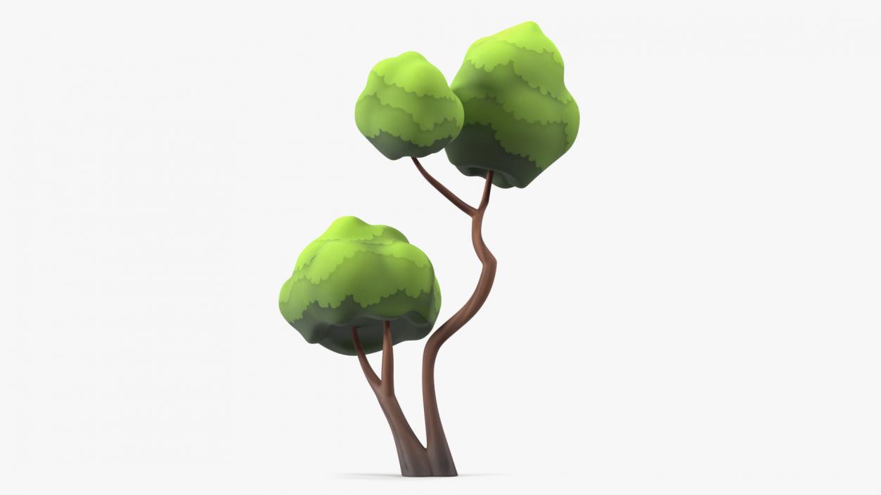 Small Double Tree Cartoon Style Handpaint Texture 3D model