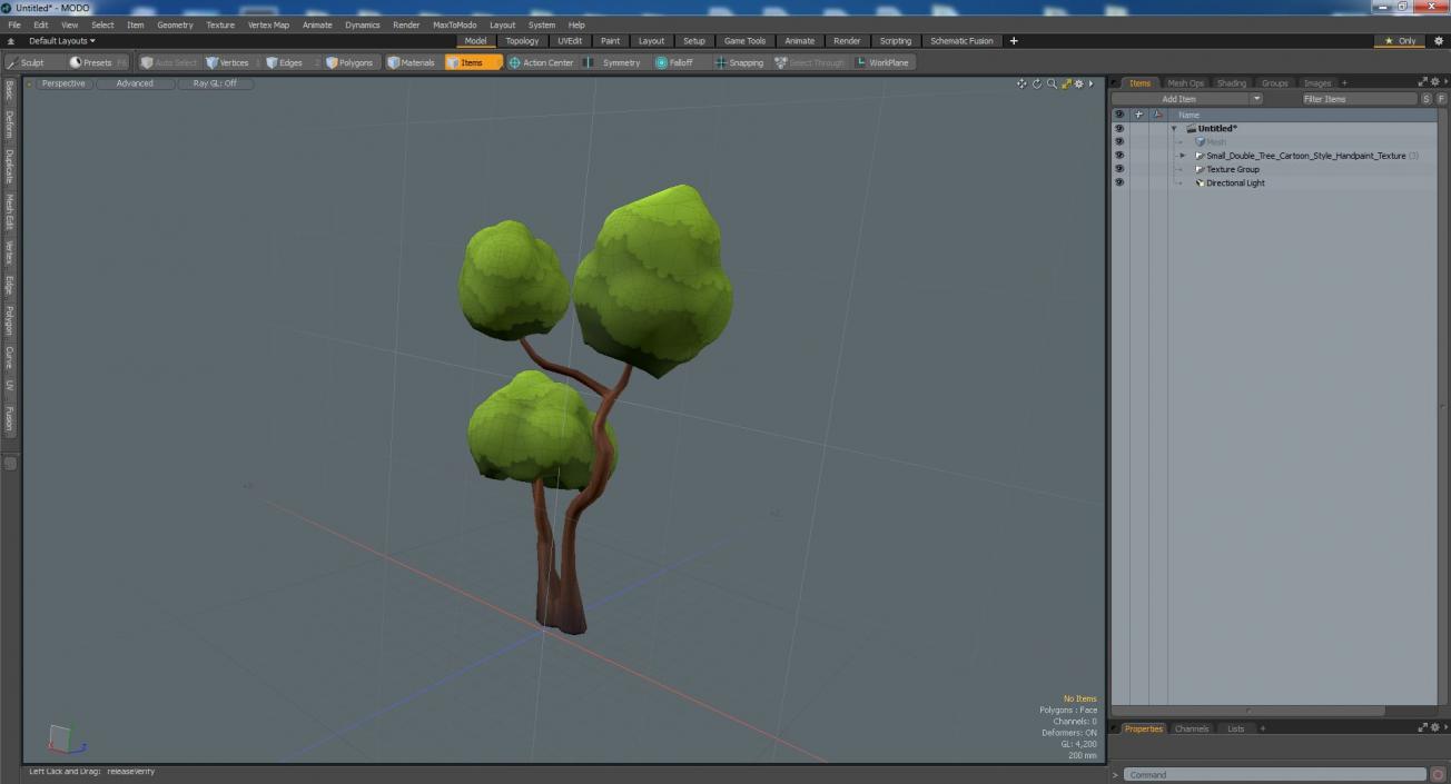 Small Double Tree Cartoon Style Handpaint Texture 3D model