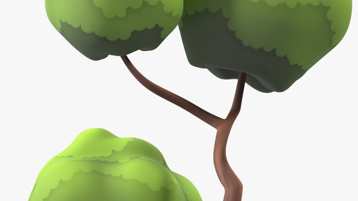 Small Double Tree Cartoon Style Handpaint Texture 3D model