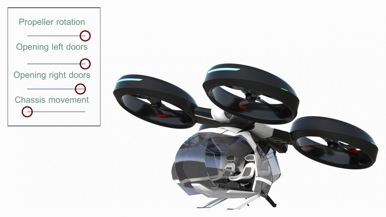 SciFi Futuristic Passenger Drone Rigged 3D model