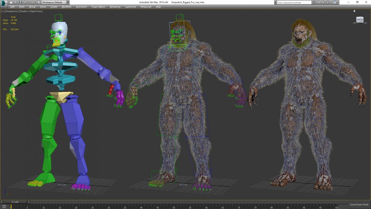 3D model Sasquatch Rigged Fur