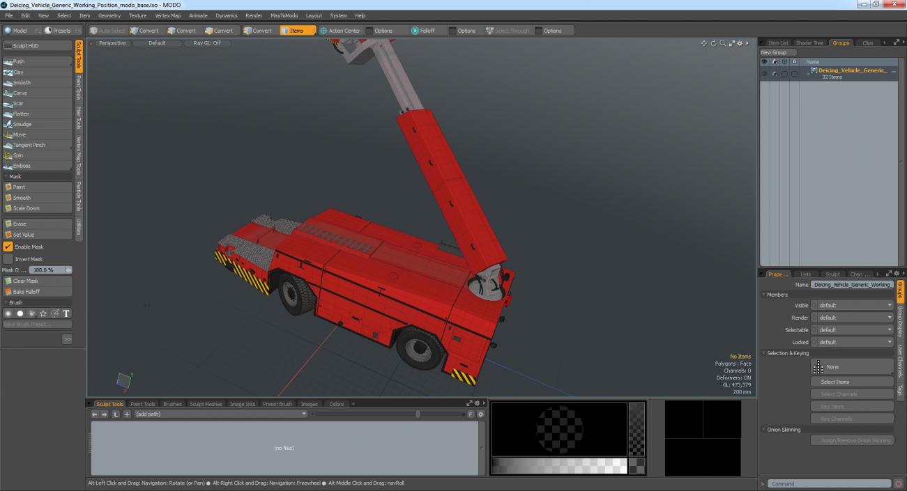 Deicing Vehicle Working Position 3D