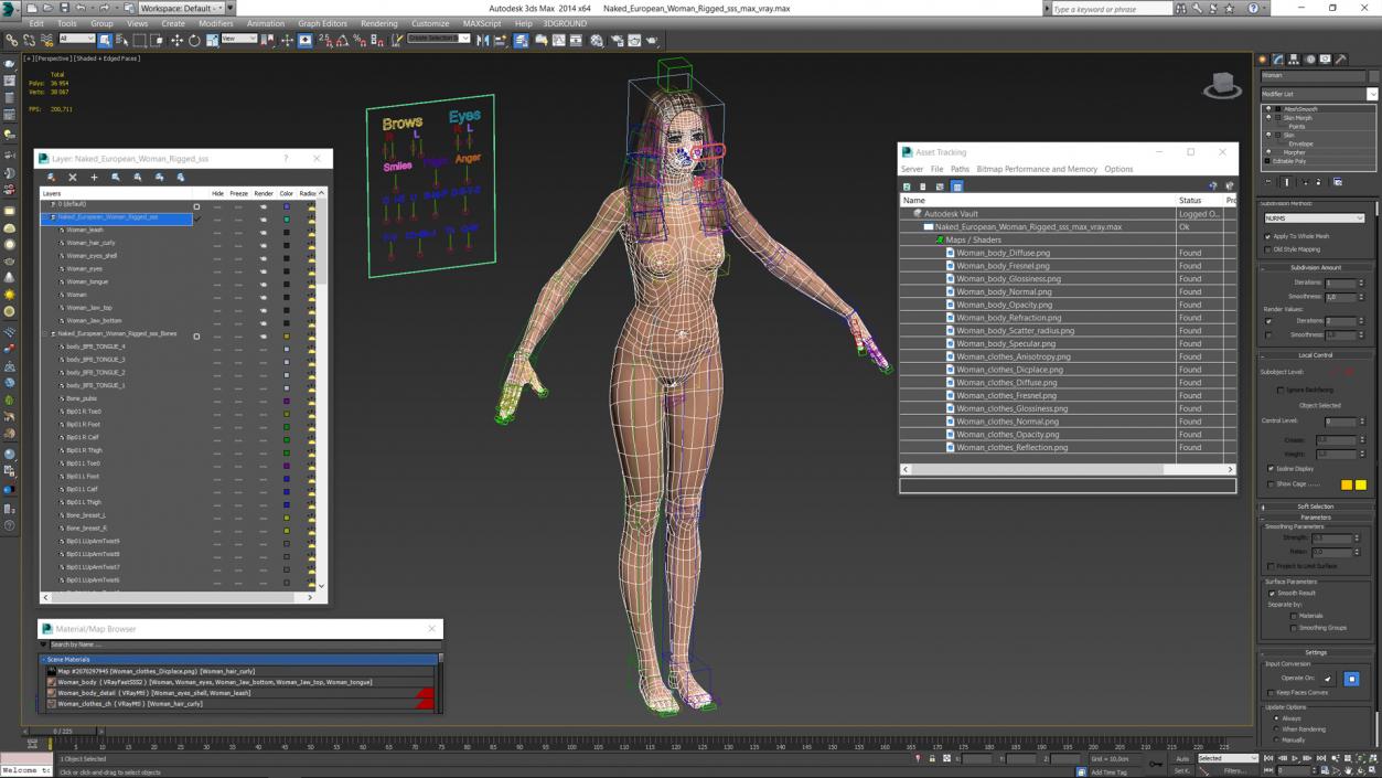 Naked European Woman Rigged 3D