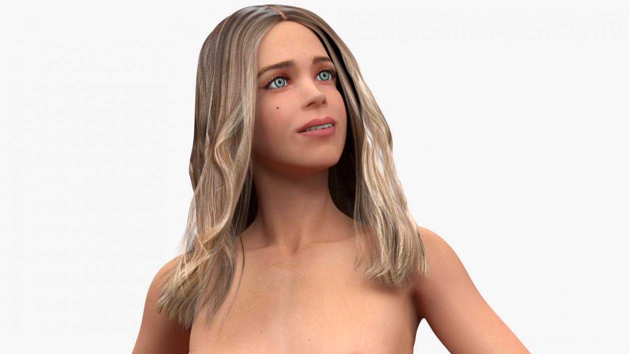 Naked European Woman Rigged 3D