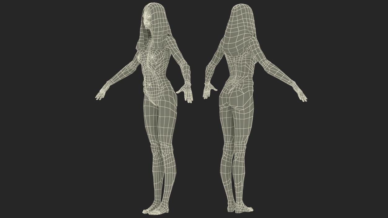 Naked European Woman Rigged 3D