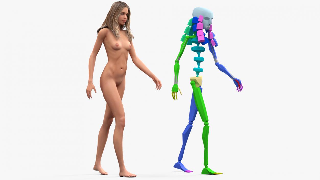 Naked European Woman Rigged 3D