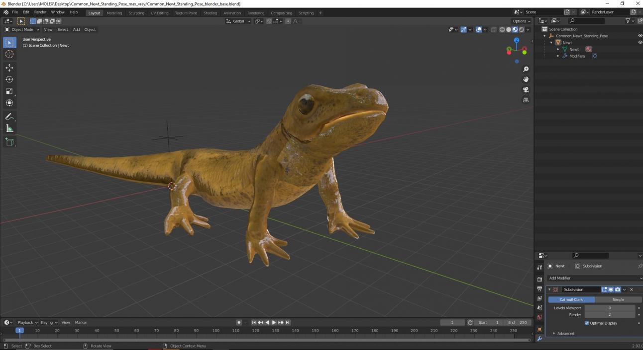 3D model Common Newt Standing Pose