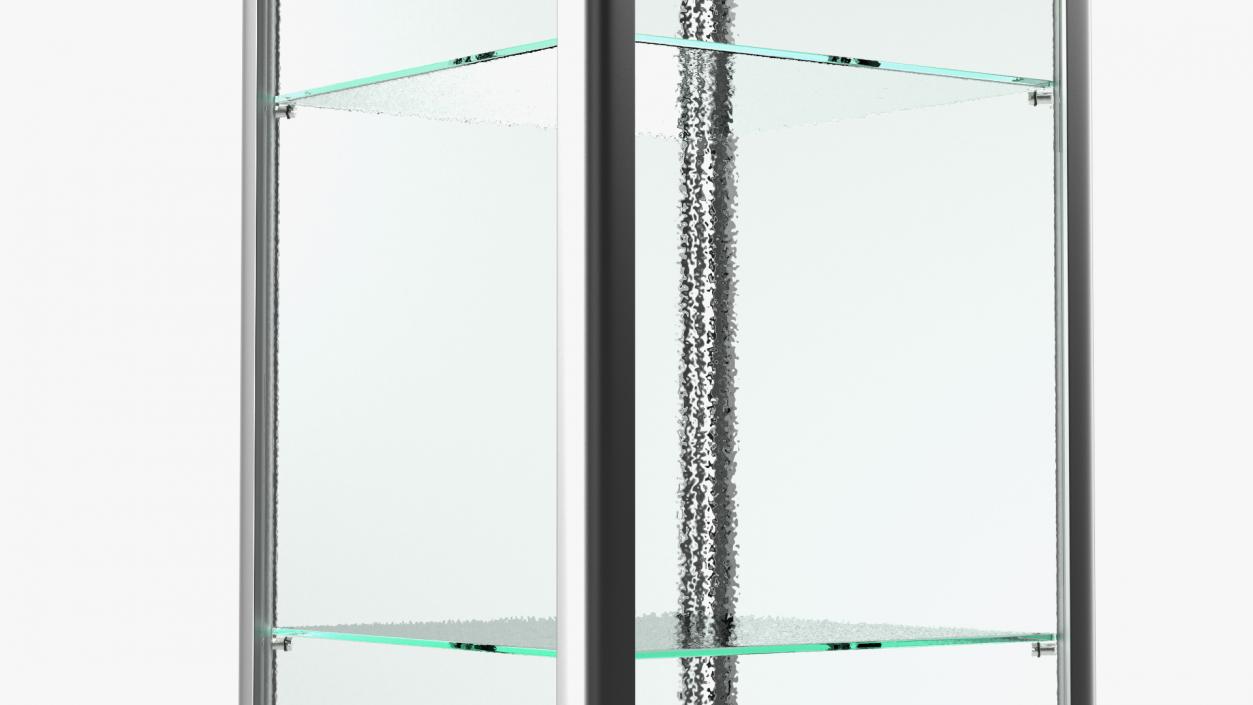 Glass Display Case Narrow Silver 3D