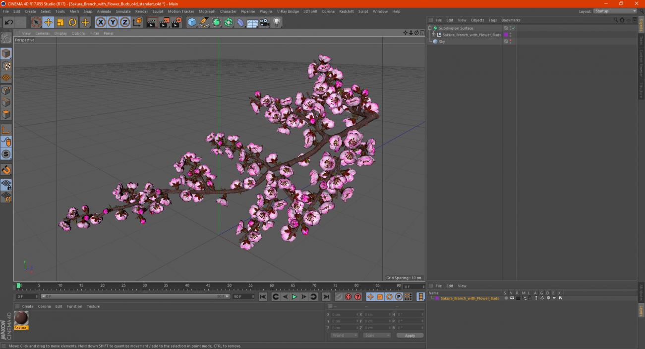 3D model Sakura Branch with Flower Buds