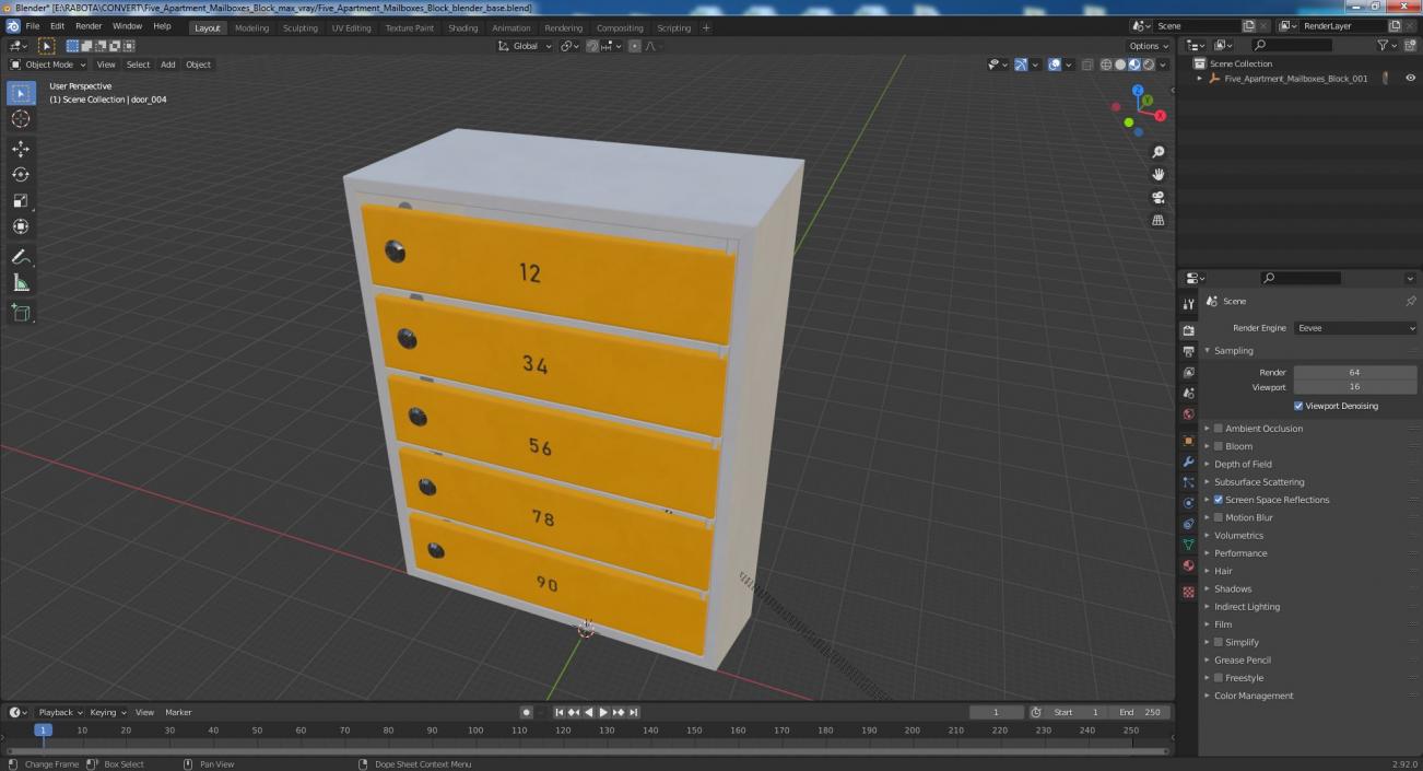 3D model Five Apartment Mailboxes Block