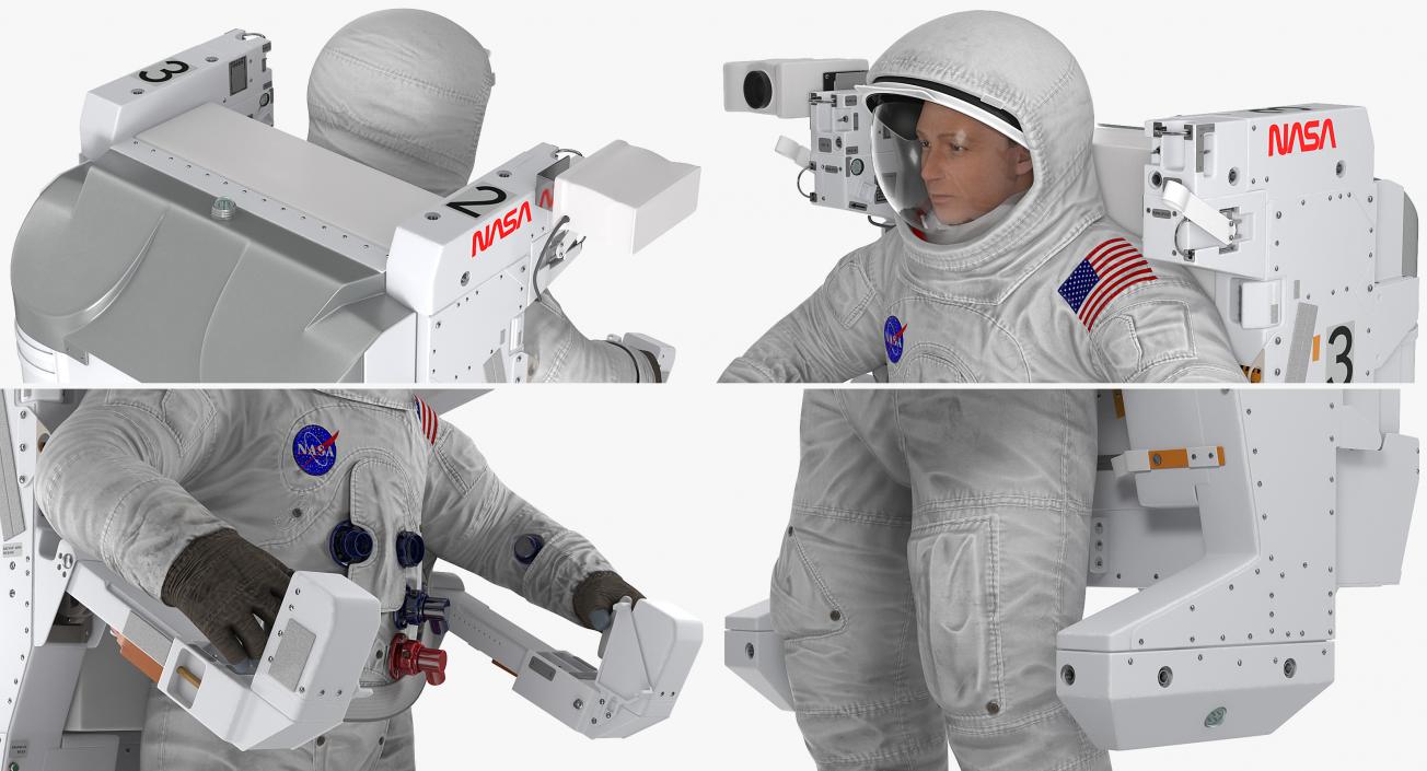 3D model Astronaut in Spacesuit A7L with Manned Maneuvering Unit