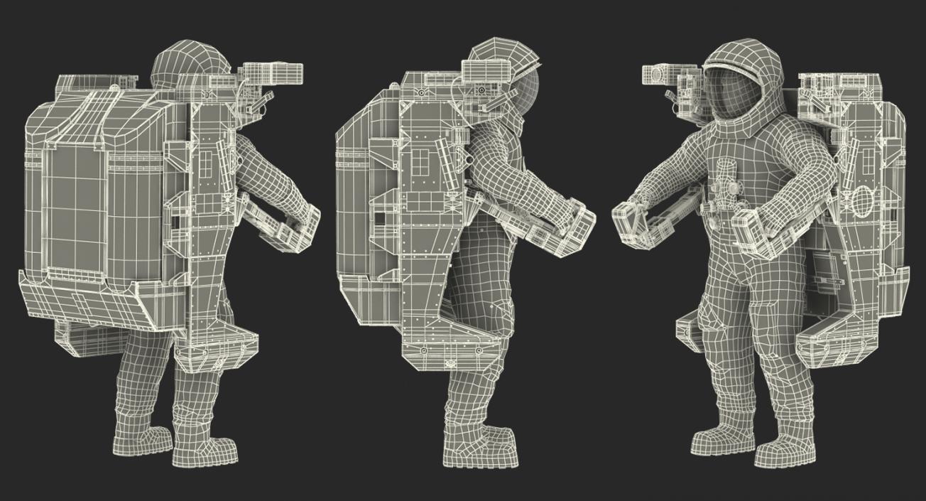 3D model Astronaut in Spacesuit A7L with Manned Maneuvering Unit