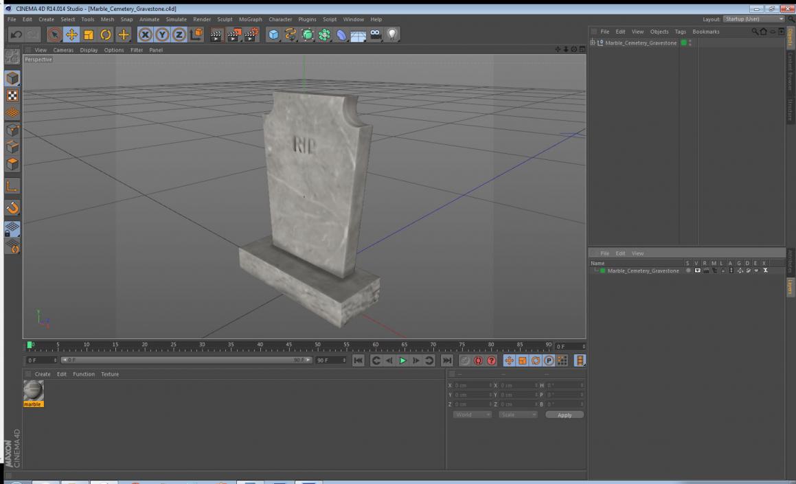 3D Marble Cemetery Gravestone