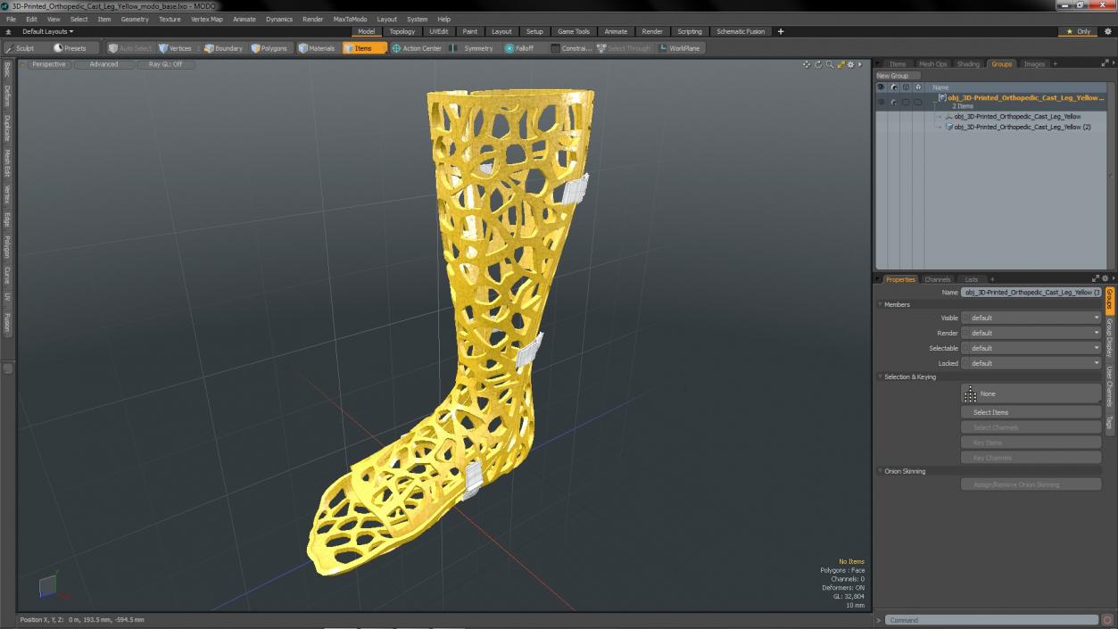 3D model -Printed Orthopedic Cast Leg Yellow