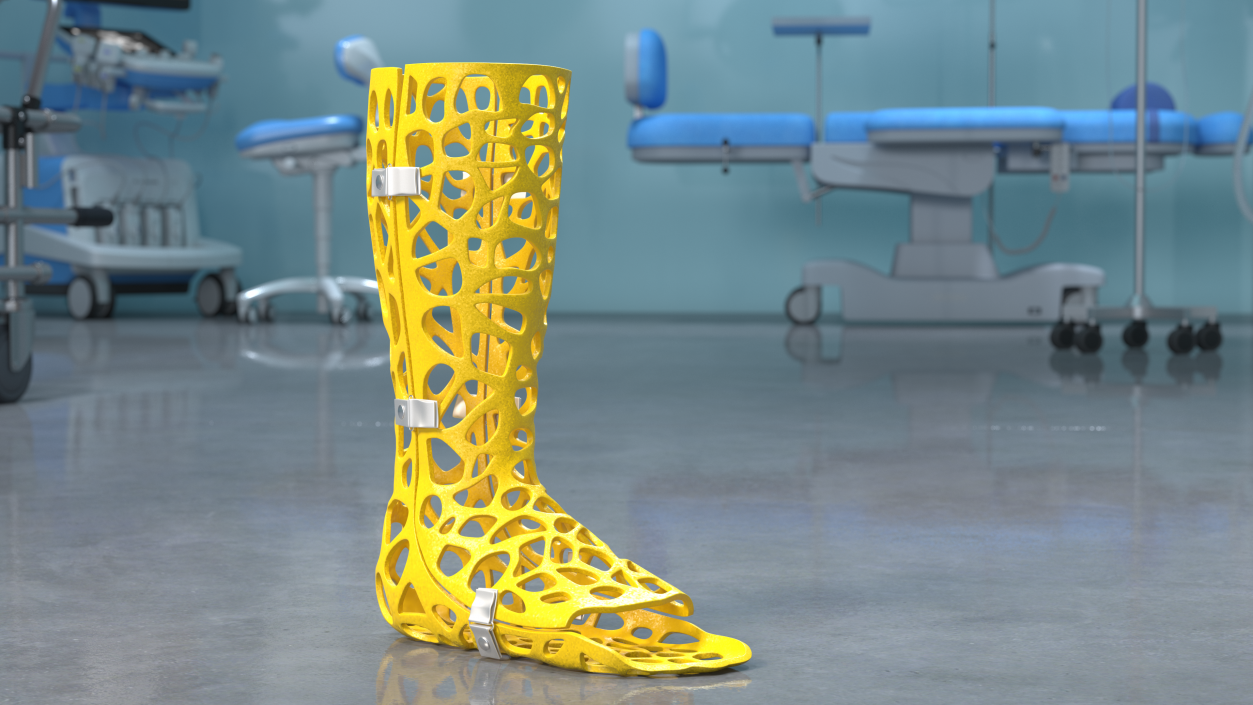 3D model -Printed Orthopedic Cast Leg Yellow