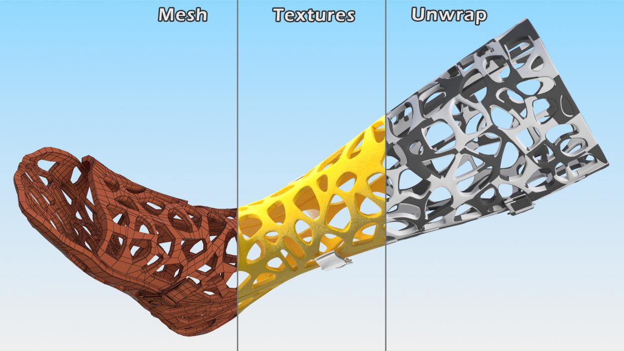 3D model -Printed Orthopedic Cast Leg Yellow