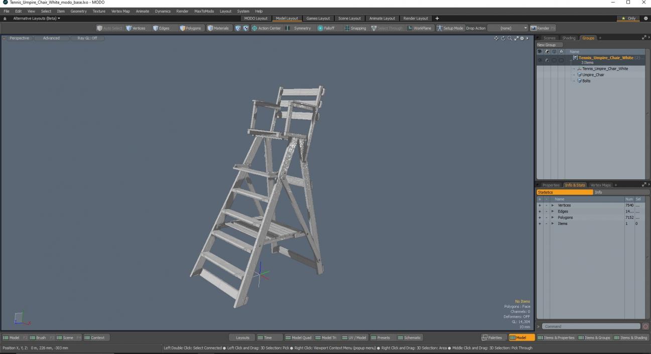 3D model Tennis Umpire Chair White