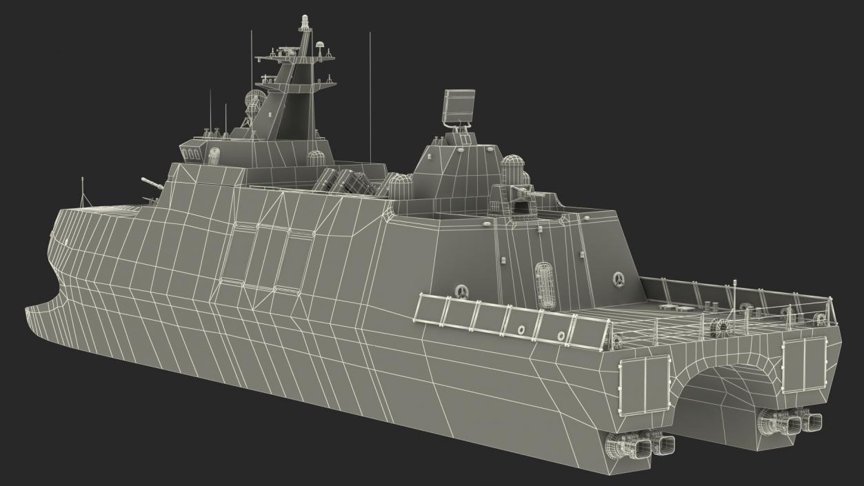 3D Catamaran Stealth Corvette Ship