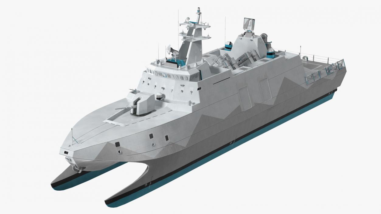 3D Catamaran Stealth Corvette Ship