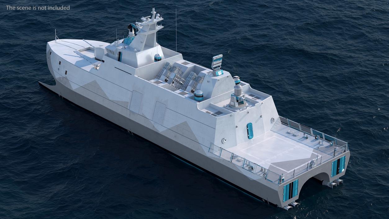 3D Catamaran Stealth Corvette Ship