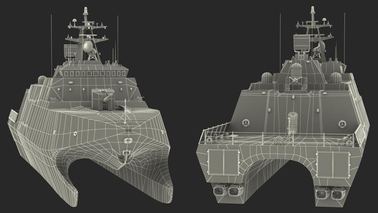 3D Catamaran Stealth Corvette Ship