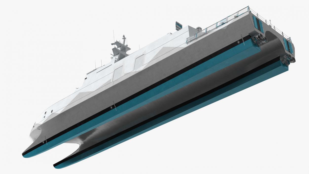 3D Catamaran Stealth Corvette Ship