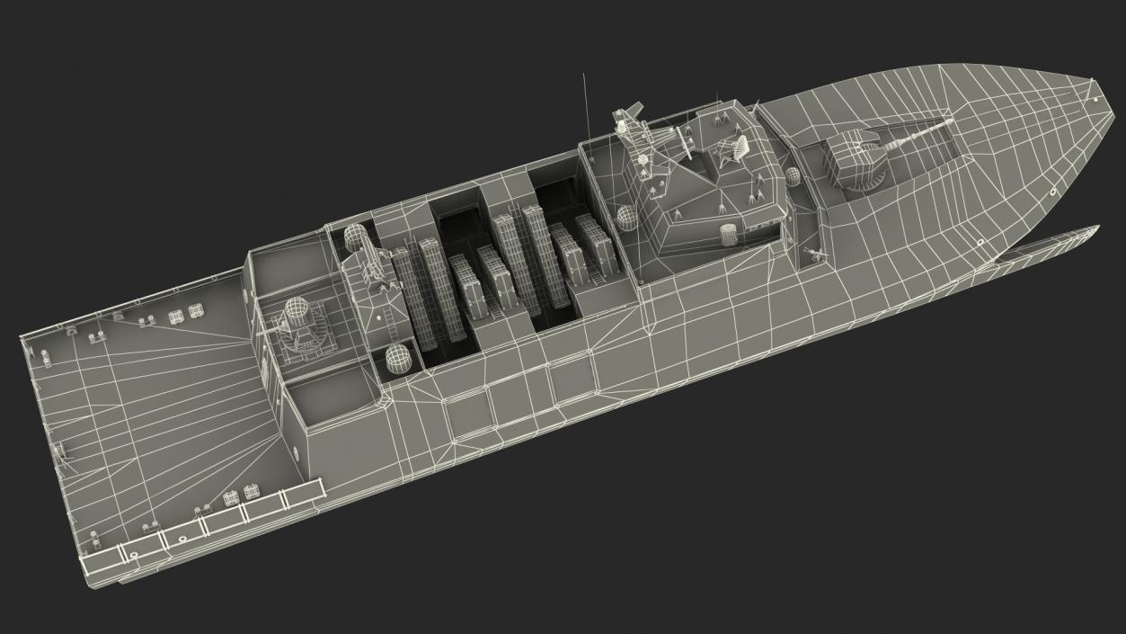 3D Catamaran Stealth Corvette Ship