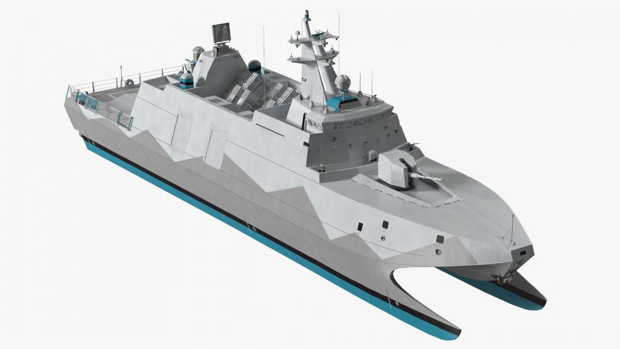 3D Catamaran Stealth Corvette Ship