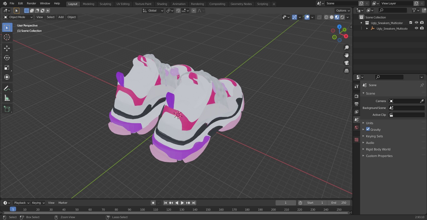 Ugly Sneakers Multicolor 3D model