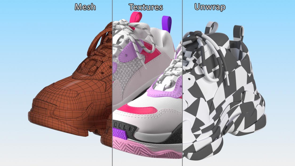 Ugly Sneakers Multicolor 3D model