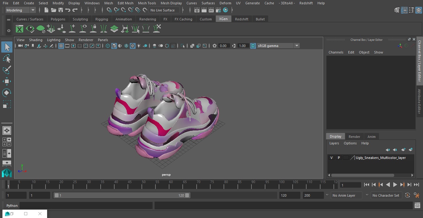 Ugly Sneakers Multicolor 3D model