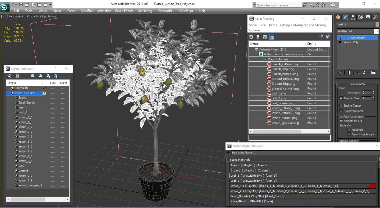 Potted Lemon Tree 3D