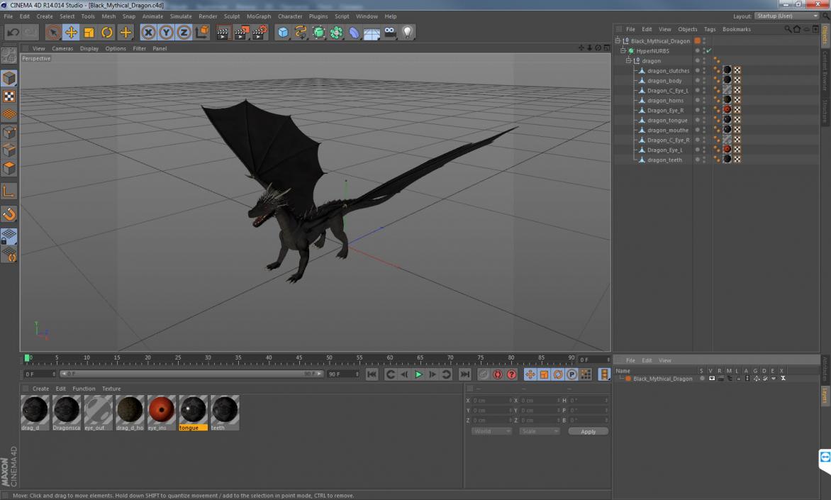 3D Black Mythical Dragon