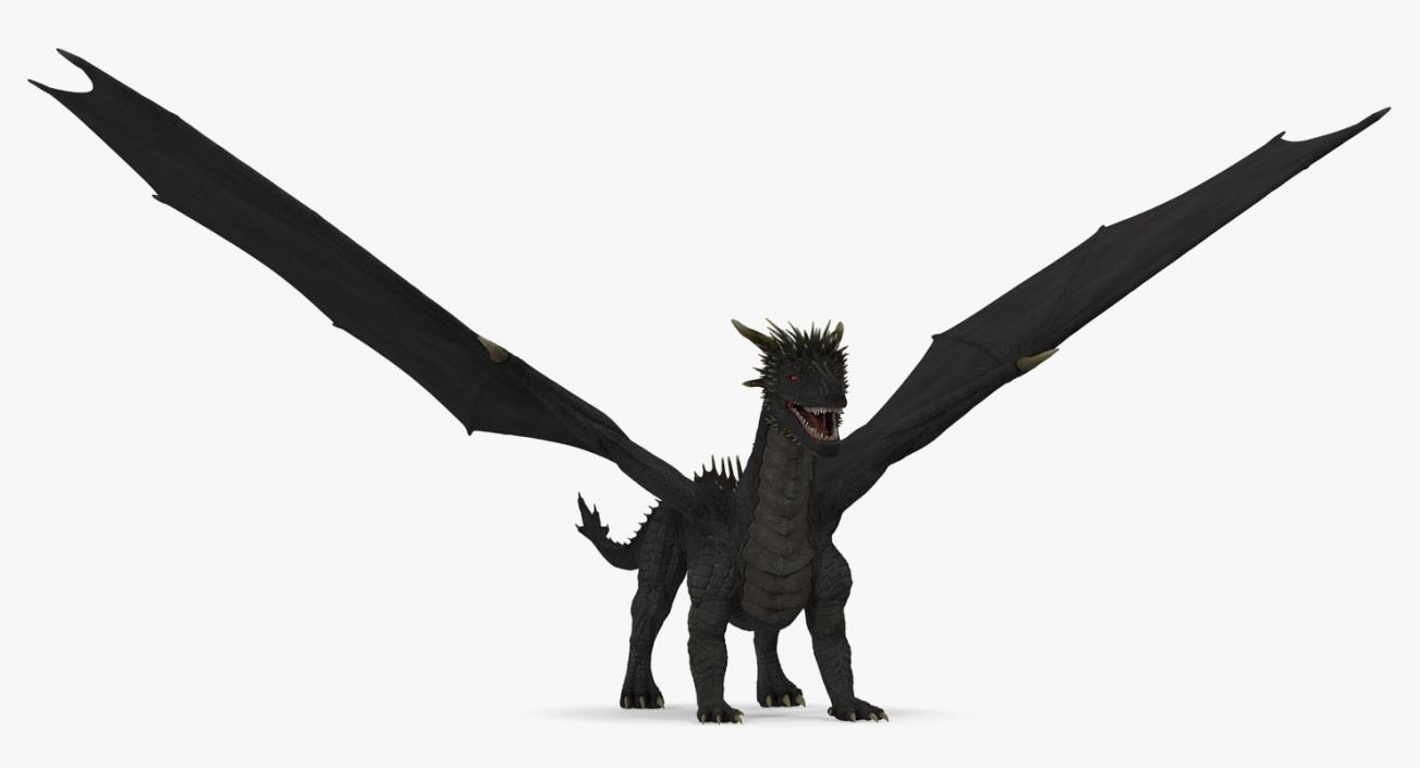 3D Black Mythical Dragon