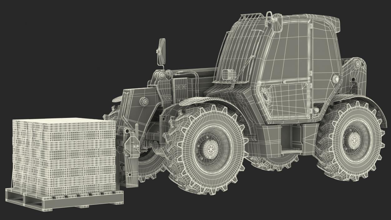 3D Telescopic Loader With Pallet of Bricks Rigged