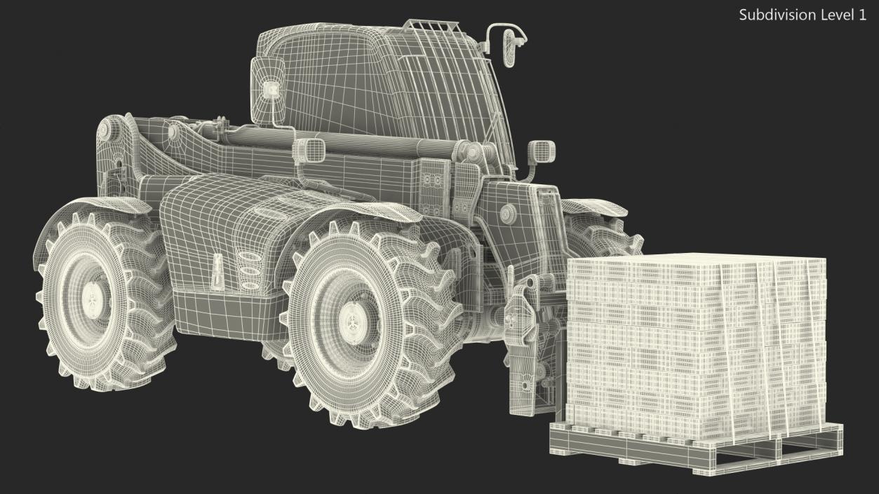 3D Telescopic Loader With Pallet of Bricks Rigged