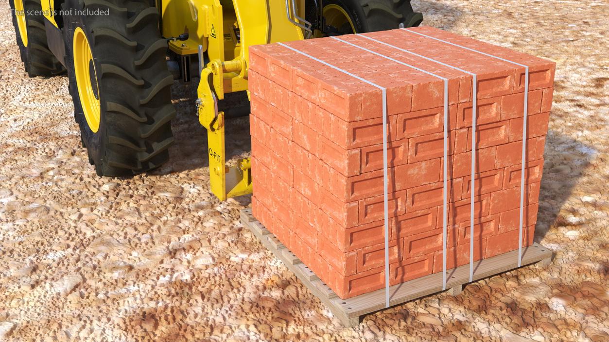 3D Telescopic Loader With Pallet of Bricks Rigged