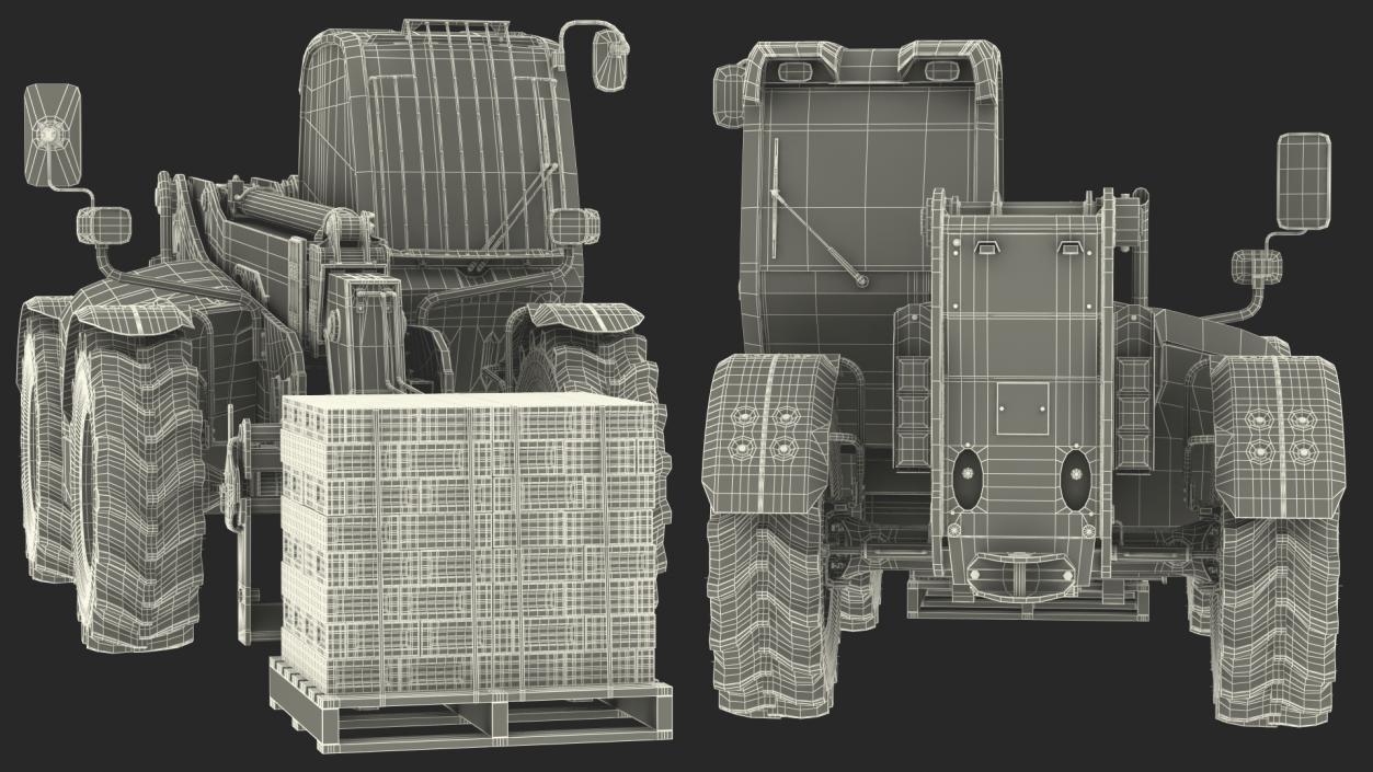 3D Telescopic Loader With Pallet of Bricks Rigged