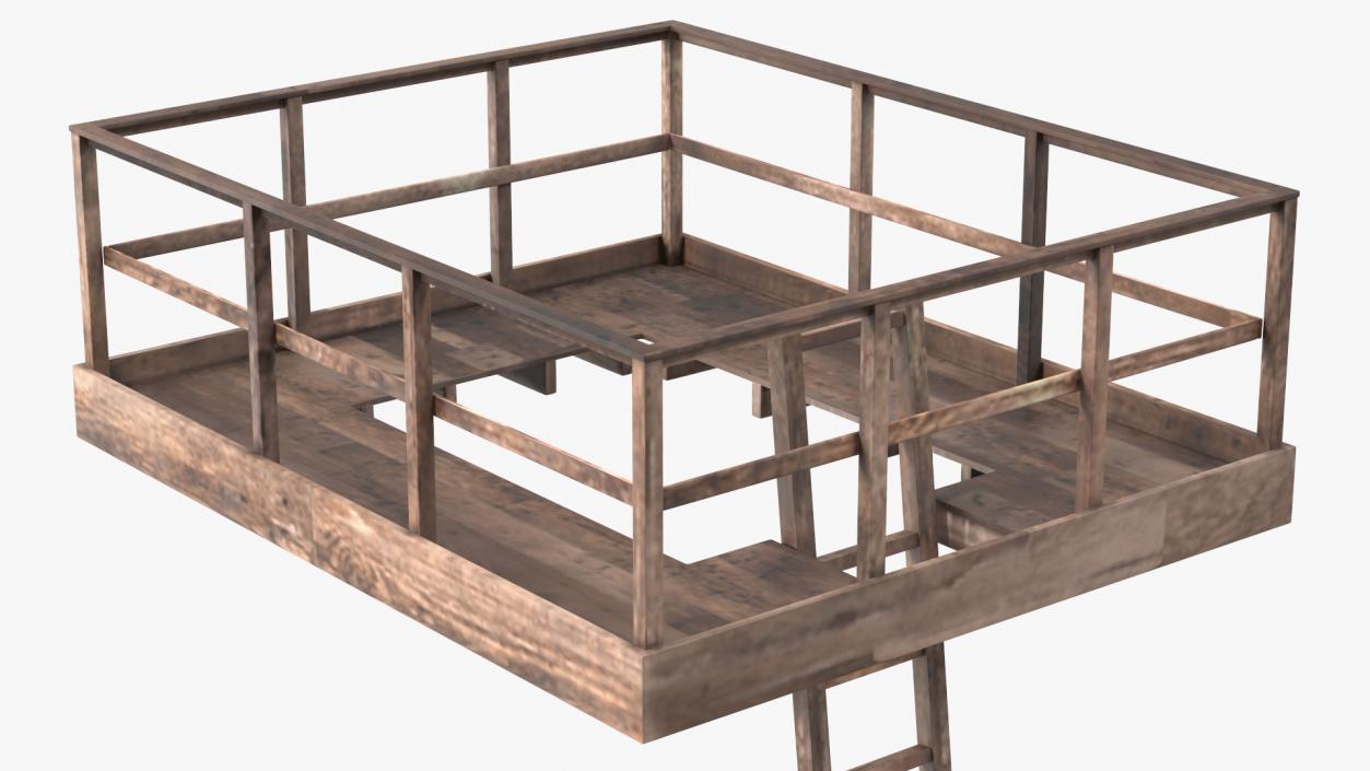 3D Old Platform with Ladder Wooden