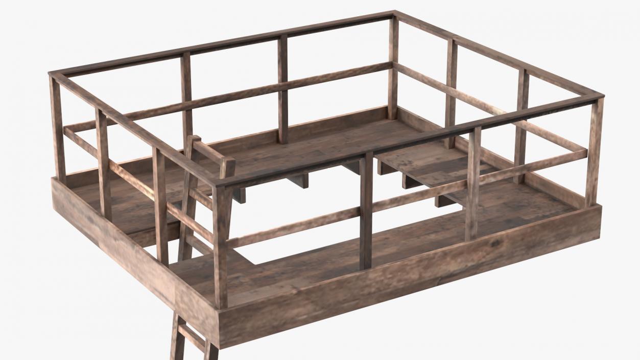 3D Old Platform with Ladder Wooden