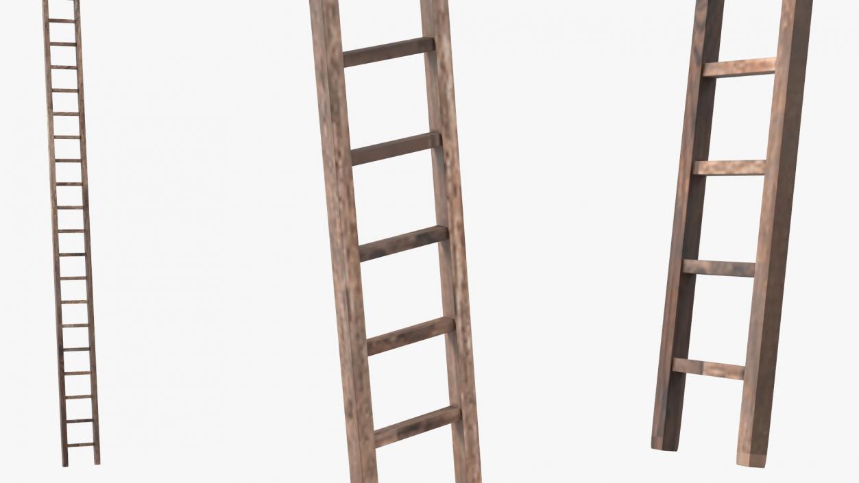 3D Old Platform with Ladder Wooden