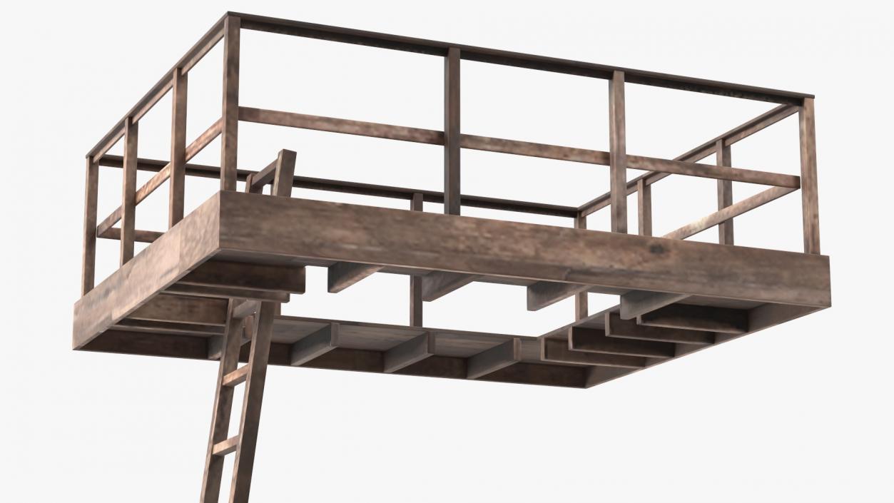 3D Old Platform with Ladder Wooden