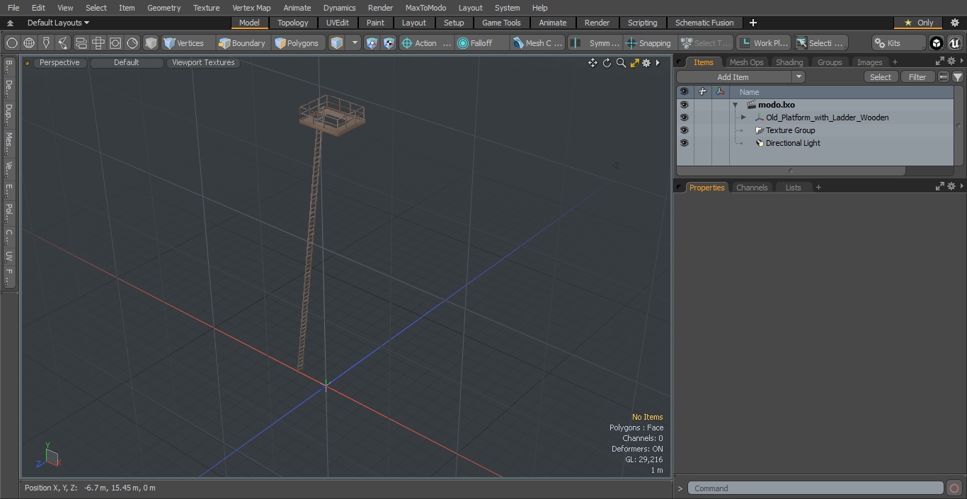 3D Old Platform with Ladder Wooden