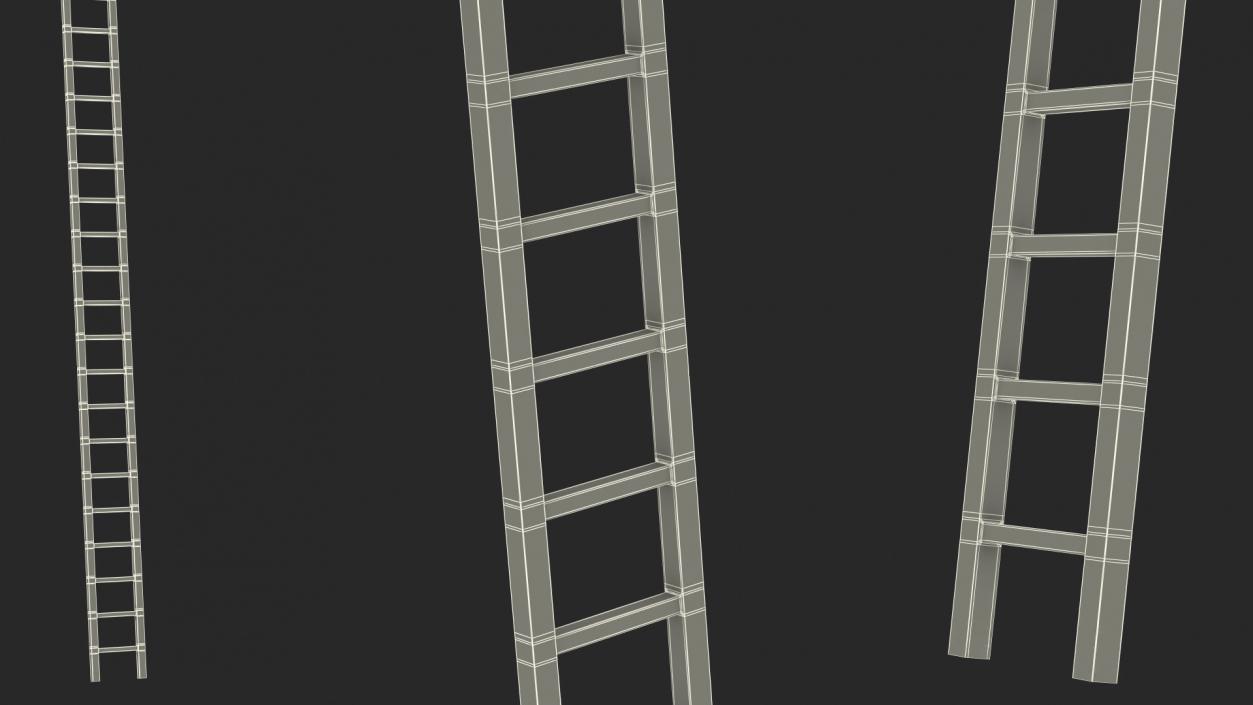 3D Old Platform with Ladder Wooden