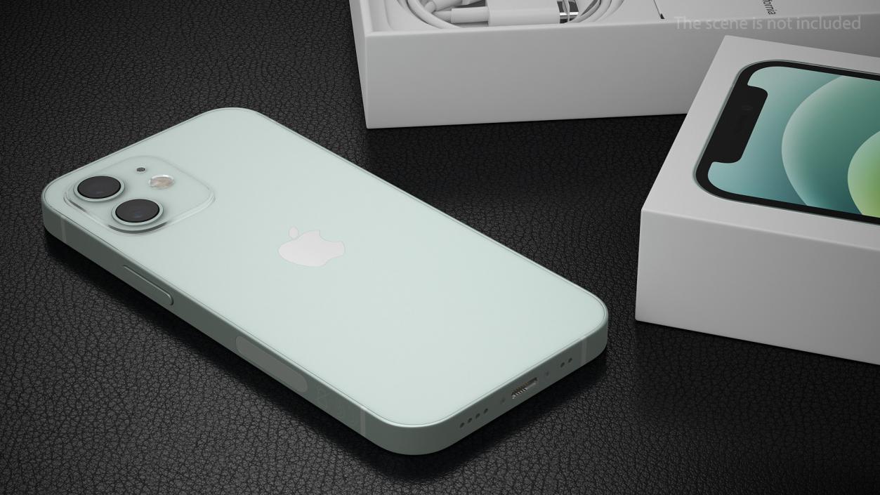 3D iPhone 12 mini Unboxed Green model