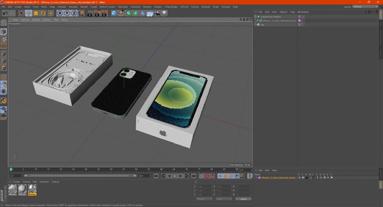 3D iPhone 12 mini Unboxed Green model