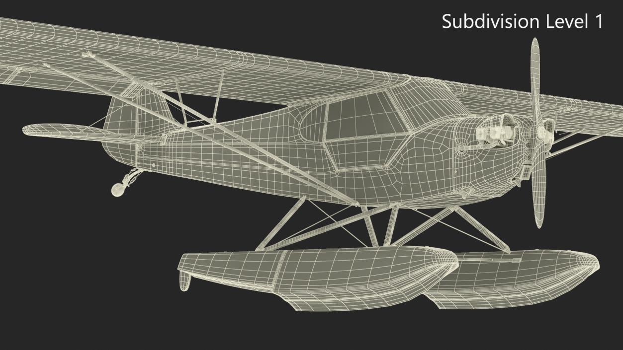 3D Classic Monoplane Aircraft Piper J-3 with Floats model