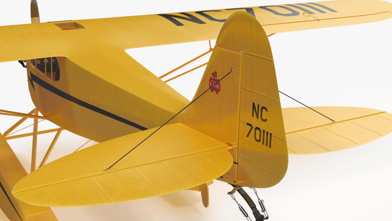 3D Classic Monoplane Aircraft Piper J-3 with Floats model